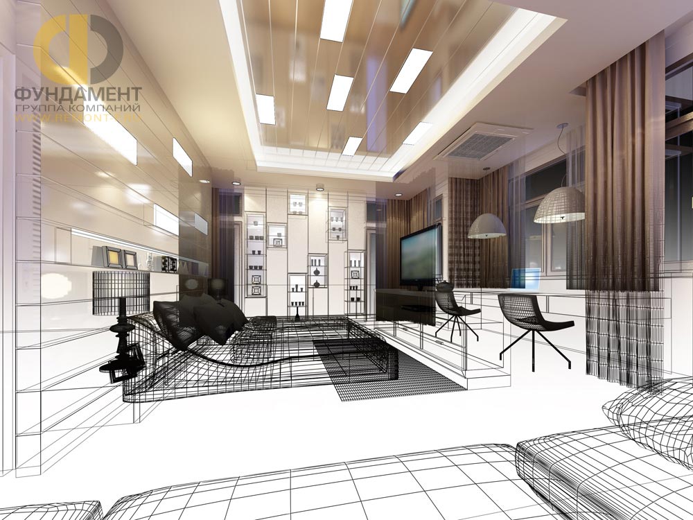 3D визуализация дизайн-проекта квартиры в новостройке